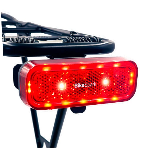 BikeSpark Auto-Sensing Rear Light G4R, USB Rechargeable, 240HRs, Precise Brake Sensing for Cargo Rack, Large Reflector, 50/80mm Screw Mounted, Easy Release, Made in Taiwan