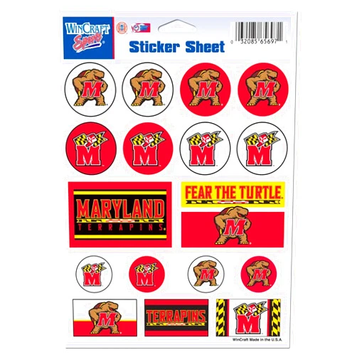 Wincraft NCAA University of Maryland Vinyl Sticker Sheet, 5