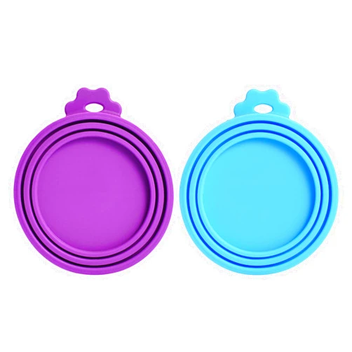 Comtim Pet Food Can Cover Silicone Can Lids for Dog and Cat Food(Universal Size,One fit 3 Standard Size Food Cans) (Blue/Purple)