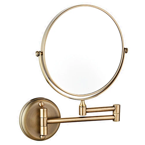 YCWG Makeup Mirror, 8 inch Double Sided Shaving Magnifying Mirror, Adjustable Wall Mounted Bathroom Swivel Extendable Vanity Mirrors,Bronze,3X
