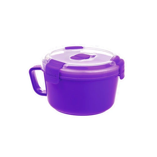 Progressive International SnapLock by Progressive Noodles To-Go Container - Purple, Easy-To-Open, Leak-Proof Silicone Seal, Snap-Off Lid, Stackable, BPA FREE