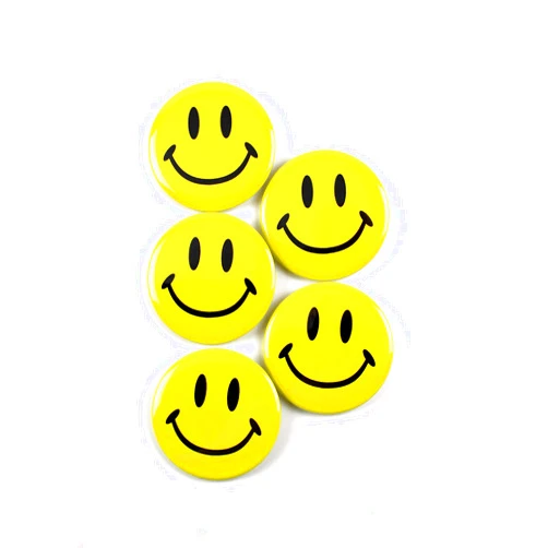 WACKYBUTTONS.COM YOUR SOURCE FOR QUALITY BUTTONS Smiley Face Pinback Buttons - 2.25 Inch – Classic Round Badge, Durable Metal with Secure Pinback, Ideal for Backpacks and Clothing – Emoji Novelty Pins for Parties, Giveaways and Everyday Wear