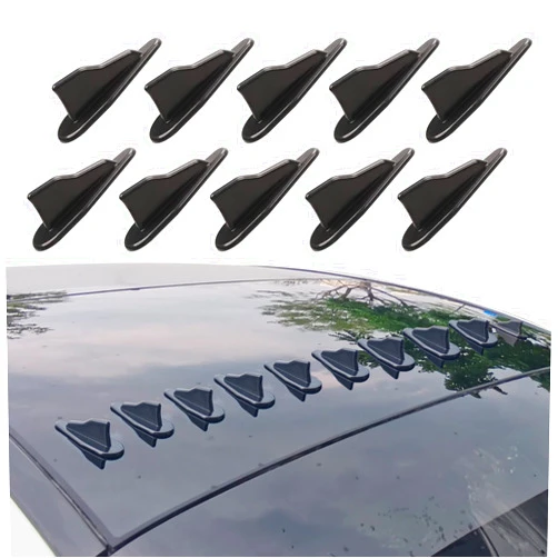 Yonwait 10 PCS Diffuser Shark Fin Kit Compatible with Spoiler Roof Wing Air Vortex Generator Car Exterior Accessories Black #100