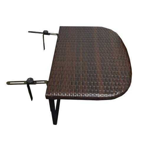 Oakland Living 52 BN Brown Indoor and Outdoor Foldable Wicker Metal Frame and Adjustable Clamps Balcony Table