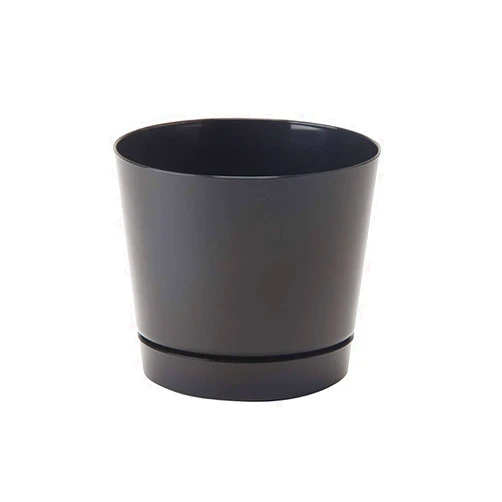 Root & Vessel Novelty Majestic Full Depth Round Cylinder Pot, Glossy Black, 6-Inch (10068)