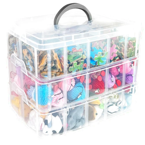 Guyuyii 3-Tier Stackable Bead Organizer - Clear Storage Box with 30 Adjustable Dividers - Ideal for Lego Organizers and Storage, Jewelry Making, Craft Supplies - Used for Playtime, Crafting Sessions