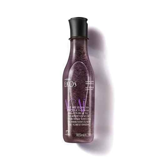 natura - Ekos Açaí Revitalizing Exfoliating Shower Gel - Natural Exfoliants - Removes Impurities - Body Wash - Vegan Skin Care - Brazilian Beauty Secrets - Self Care & Body Care - 6.2 fl oz (185ml)