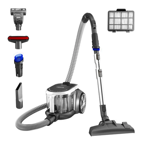 Eureka Bagless Canister Vacuum Cleaner, Lightweight Vac for Carpets and Hard Floors, Silver with Black