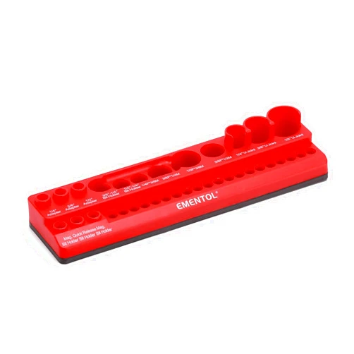 EMENTOL Magnetic Socket Accessory Holder, Red, 35 Pieces Holes, Organize Adapters, Universal Joints and Bits