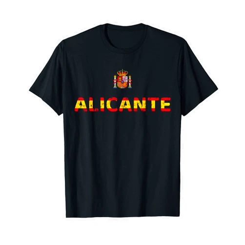 CQ Spain Vacation Clothes for Ladies and Gents Spain Flag Outline, Spain Travel, Spain Pride, Alicante T-Shirt