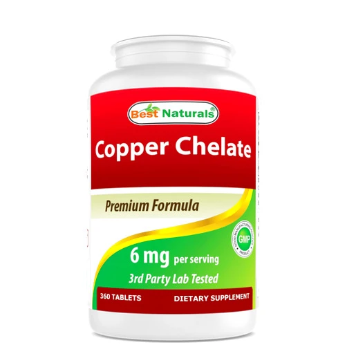 Best Naturals Copper Chelate 6 mg per Serving- 360 Tablets