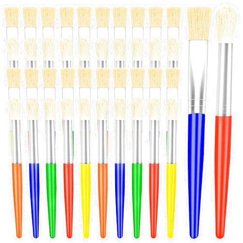 Anezus Paint Brushes, Anezus 50 Pcs Kids Paint Brushes Bulk Toddler Paint Brushes Set with Big Round Paint Brush and Large Flat Paint Brushes for Preschool Children Painting Party Supplies