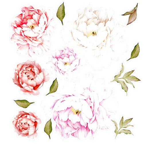 MOBYKE Nother Peonies Wall Decals Peony Floral Wall Decal Rose Bouquet Flowers Peel and Stick Wallpaper for Sofa Background Fresh Tulip Flowers Vintage Giant Wall Sticker Modern Room Decor 1
