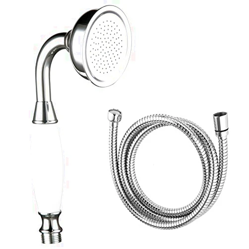 Shile Traditional Brass Ceramics Telephone Handheld Shower Head Chrome Finish with 1.5 Meter Hose for Bathroom