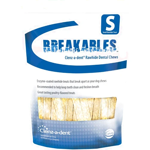 Ceva Breakables Clenz-A-Dent Rawhide Dental Chews, 15Ct (Small)