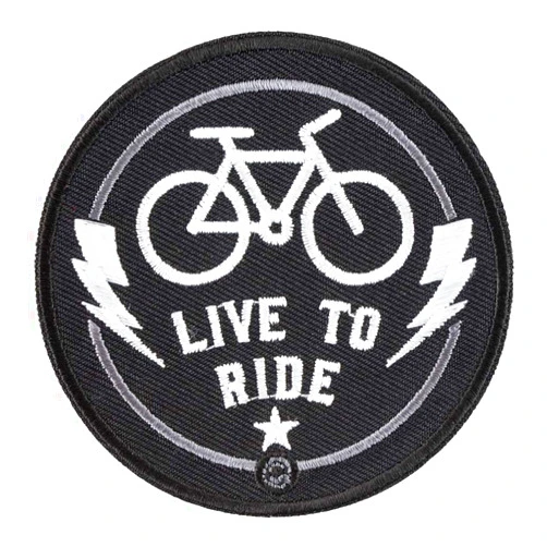 PatchStop Bicycle Live to Ride Black White Iron On Patches for Clothing Jeans - 3in Round Small DIY Sew On Patch for Jackets Bags - Embroidered Decorative Active Living Patches
