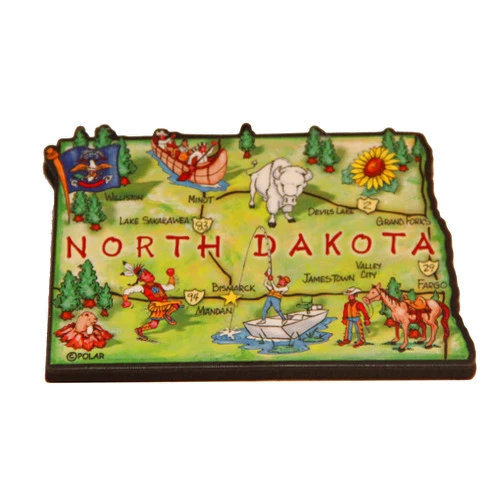 Souvenir Destiny North Dakota State Decowood Jumbo Wood Fridge Magnet 3.5