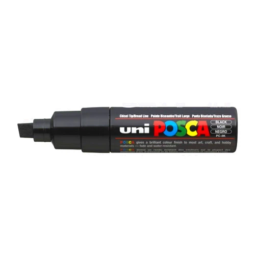 Posca UNI POSCA PC-8K CHISEL TIP MARKER PEN- BLACK (BOX OF 6)