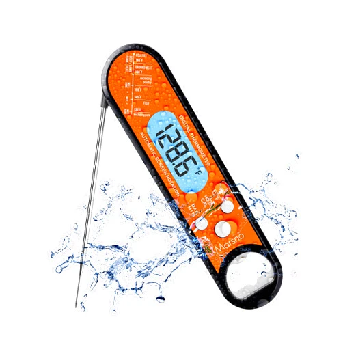 Marsno Meat Thermometer, Instant Read Meat Thermometer for Cooking, Fast & Precise Digital Food Thermometer with Backlight, Magnet, Calibration, and Foldable Probe for Deep Fry, BBQ, Grill, and Roast Turkey
