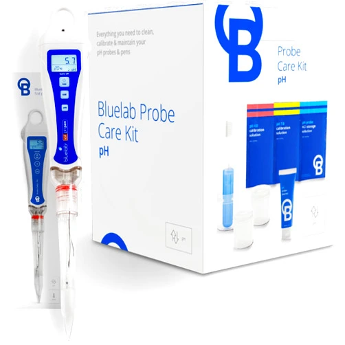 Bluelab Soil pH Pen and Probe Care Kit pH Bundle with Calibration Supplies, Storage Solution, Brush, Reliable Meter and Digital Tester for Testing pH and Temperature in Soil for Optimal Plant Health