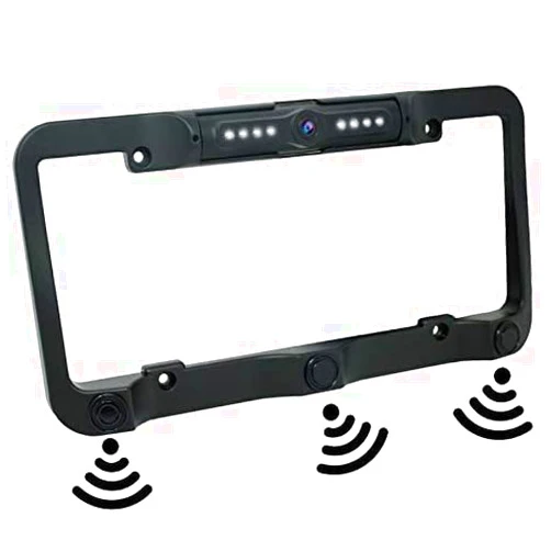 Xtremevision Audio License Plate Frame Rear View Reverse Backup Camera Kit, Car Rover 170° Viewing Angle Universal Reversing Cameras with 8 IR Night Vision Waterproof LED 3 Parking Sensors for Vehicle