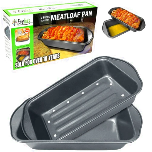 Evelots 2 Sets Meatloaf Pan-2 Piece Set-Drains Fat-Non Stick-Bread-More Flavor