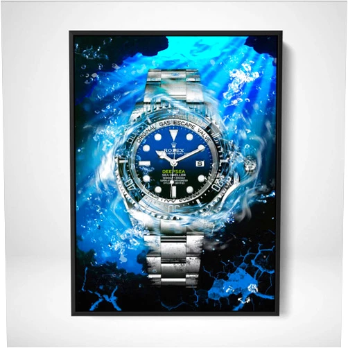 DEVICI Rolex Deepsea James Cameron inspired Framed Rolex Canvas Art - Rolex Wall Decor Framed Motivational Wall Art Rolex Wall Art Rolex Watches For Men Framed Art Posters & Prints