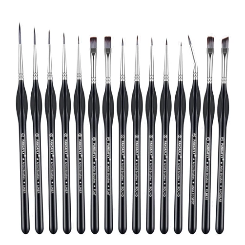 PANDAFLY Detail Paint Brushes Set, 15pcs Miniature Brushes for Fine Detailing & Art Painting - Acrylic, Oil, Watercolors & Paint by Number, Models, Face, Nail, Craft, Warhammer 40k