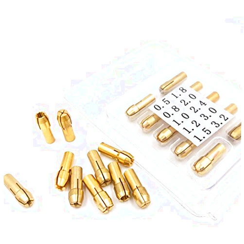 Generic 10Pcs Brass Drill Chucks Collet Bits 0.5-3.2mm Shank for Rotary Tooll