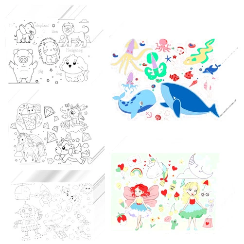 DLUGOPIS 500 Pcs Disposable Paper Placemats Coloring Activity Sheets Paper 14