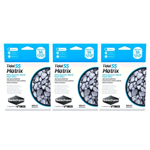 Seachem 3 Pack of Tidal 55 Matrix, 3.5 Ounces Each, Replacement Biofiltration Media for Tidal 55 Power Filters