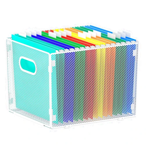 Samstar Hanging File Organizer, Mesh File Folder Organizer Crate Cabinet Inserts Storage Box, Letter Size,White