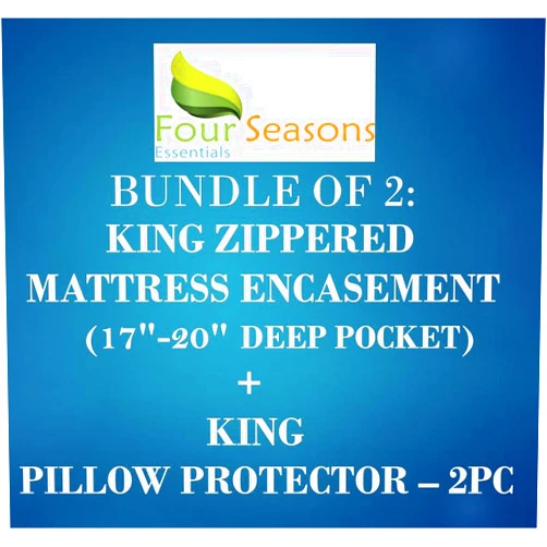 Four Seasons Essentials Bundle - 2 Items: King Zippered Mattress Protector (17
