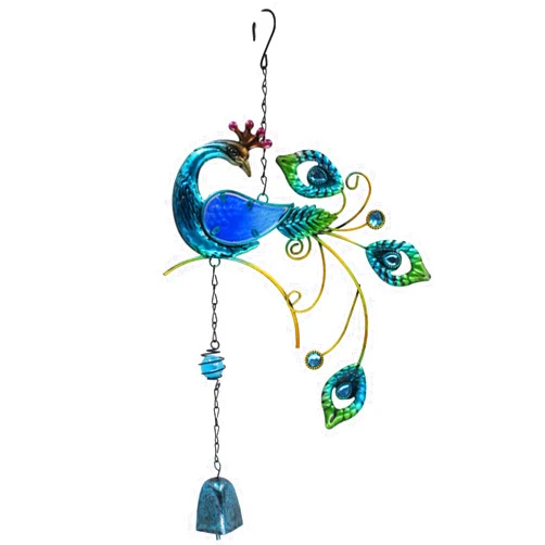 WERTT Peacock Wind Chimes, Chimes Metal Crafts Painted Ornaments Creative Bell Pendants for Outside Unique Wind Chimes for Patio, Garden Nice Gifts for Festival (Blue)
