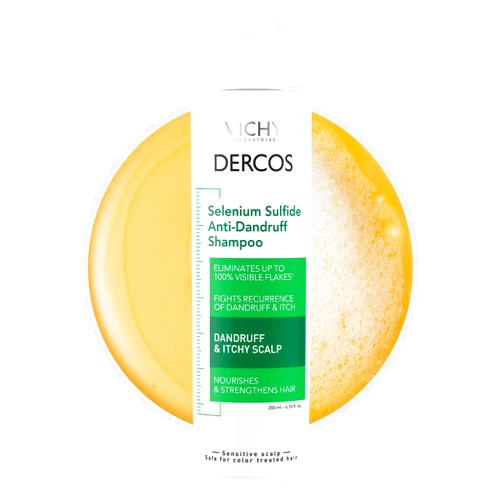 Dercos Selenium Sulfide Anti Dandruff Shampoo, Eliminates Flakes & Fights Recurring Dandruff & Itchy Scalp, Color Safe Shampoo, 2X Less Breakage, Suitable For All Hair Types