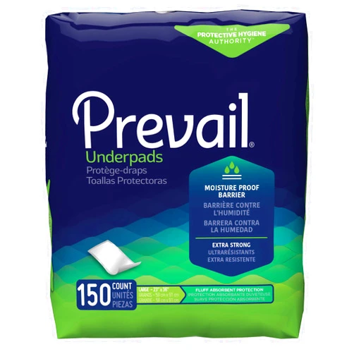 Prevail Incontinence Underpads, Unisex Disposable Underpads for Men & Women, Fluff Absorbent, 23