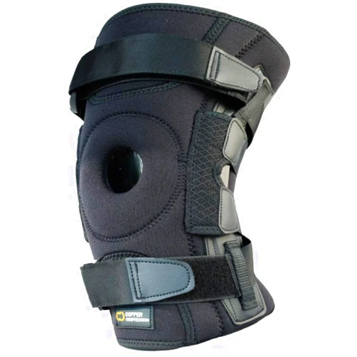 Copper Compression DualFlex Hinged Knee Brace - For Meniscus Tear, Arthritis, MCL ACL Pain Relief, Surgery Recovery - Dual Support Side Stabilizers, Open Patella w/Gel Cushion- Adjustable for Women, Men- L/XL