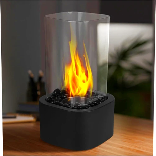 Sanfant Tabletop Fire Pit Fireplaces Indoor Table Top Firepit Reusable with Portable with 2 Combustion Detachable Chambers for Halloween Christmas Decor, Party, Camping