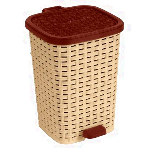 Superior Performance Inc 3.1 Gal. Rattan Style Compact Trash Can (Beige and Brown)