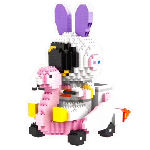 ISeeSee Mini Building Blocks 1550 Pieces Astronaut Rabbit Building Blocks Gift for Adults and Kids-Twisting car