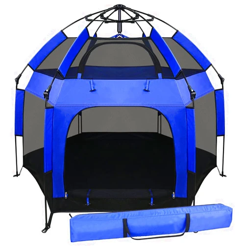 UJUJIA Baby Play Yard Outdoor Baby Playpen with Canopy Beach Tent for Kids and Toddlers Portable Lightweight Pop Up Pack and Play Playards with Travel Bag,61