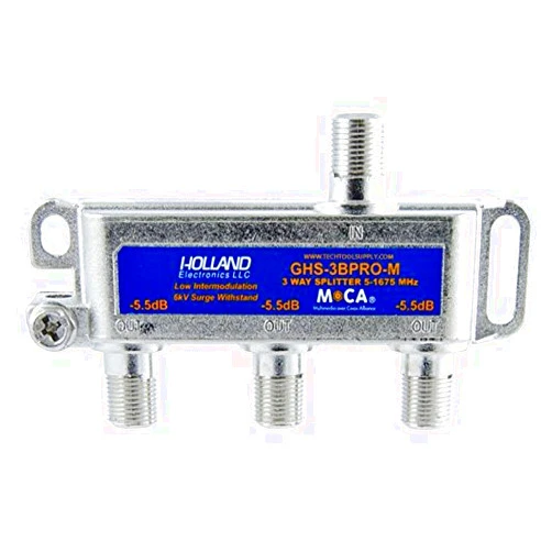 HOLLAND ELECTRONICS 3-Way Balanced Splitter MOCA Compliant 5-1675MHz