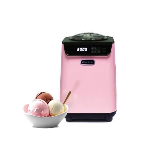 Whynter Ice Cream Maker Machine Automatic 1.28 Qt Upright with Built-In Compressor, LCD Digital Display & Timer, No Pre-Freezing, ICM-128BPS, Black/Pink