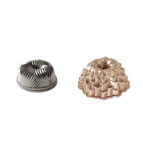 Nordic Ware Bavaria Bundt Pan (10-Cup, Graphite) and Blossom Bundt Pan (Toffee)