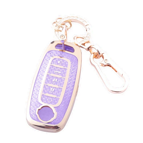 Godnee Cute Bling Key Fob Cover for Nissan, Diamond Cut TPU Case with Keychain, Protective Shell
