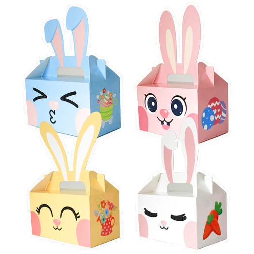 Haobell Easter Treat Boxes- 12pcs Easter Baskets for Kids, Easter Party Supplies for Classrooms, Party Favors, Kraft Holiday Goody