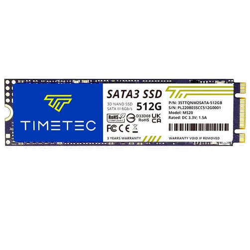 Timetec 512GB SSD 3D NAND QLC SATA III 6Gb/s M.2 2280 NGFF Read Speed Up to 550MB/s SLC Cache Performance Boost Internal Solid State Drive for PC Computer Laptop and Desktop (512GB)