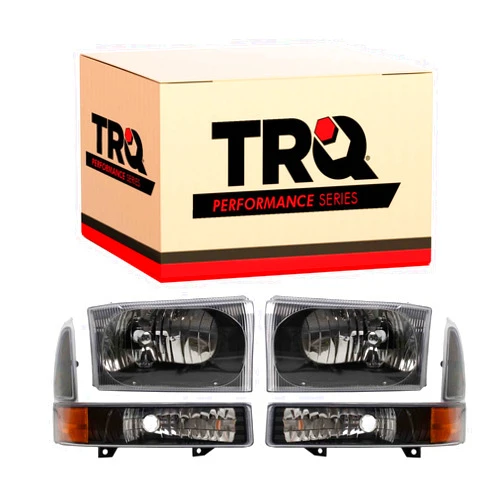 TRQ Performance Headlight w/Corner Light Pair Set RH Right Passenger LH Left Driver Compatible with 2000-2004 Excursion 1999-2004 F250 Super Duty Truck F350 Super Duty Truck 1999-2003 Ford F450 F550