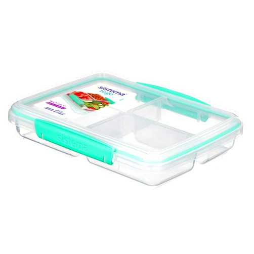 Sistema To Go Multi Split Meal & Food Container with Dividers & Clips | 820ml | BPA-Free | 1 Food Storage Container, Color May Vary