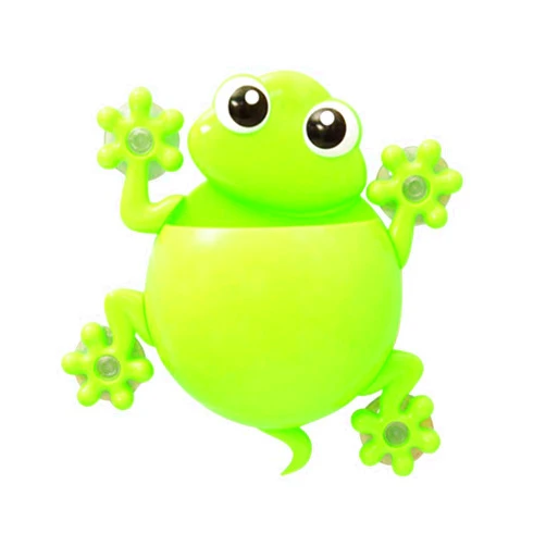 DOITOOL Bathroom Decor Toothbrush Holders Cute Cartoon Frog Toothbrush Toothpaste Holder Wall Mounted Suction Cup Bathroom Decor (Green) Tooth Brushing Holder